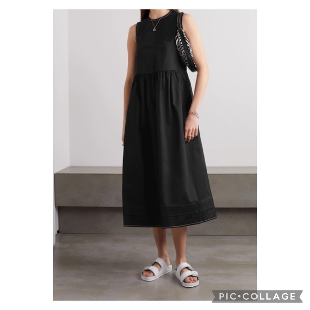 & Daughter Evelyn Stretch Cotton Twill Midi Dress Black Sleeveless Net-a-Porter